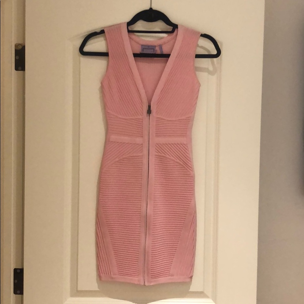 Herve Leger light pink dress